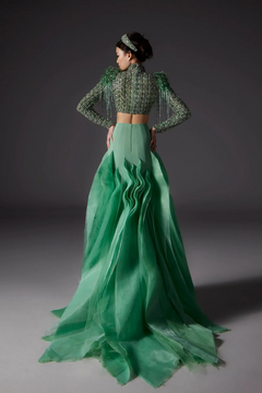 Embroidered Crop Top with Detailed Skirt Embroidered Crop Top with Detailed Skirt