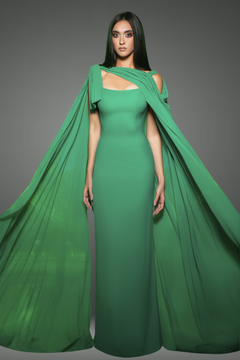 Sleeveless Long Draping Evening Gown