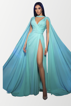 V-Neck Draped Shoulders Gown V-Neck Draped Shoulders Gown