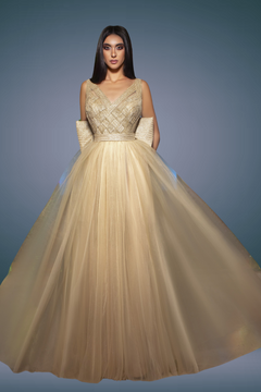 Sleeveless Lace & Tulle Evening Gown Sleeveless Lace & Tulle Evening Gown