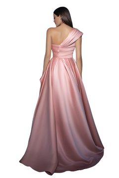 One-Shoulder Sleeveless Satin Gown One-Shoulder Sleeveless Satin Gown