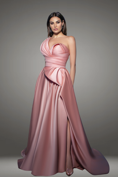 One-Shoulder Sleeveless Satin Gown One-Shoulder Sleeveless Satin Gown