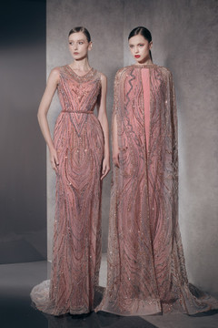 Fully Embellished Gown with Floor-Length Cape Fully Embellished Gown with Floor-Length Cape
