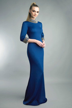 Quarter Sleeve Gown with Embellishment