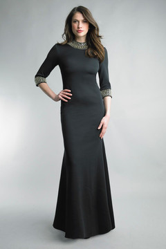 Quarter Sleeves Gown with Embellishment