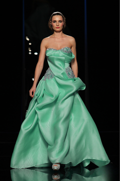 Strapless Draped Bodice A-Line Gown