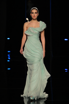 One Shoulder Ruffled Gown with Train One Shoulder Ruffled Gown with Train