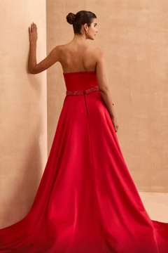 Strapless Embellished Gown with Overskirt Strapless Embellished Gown with Overskirt