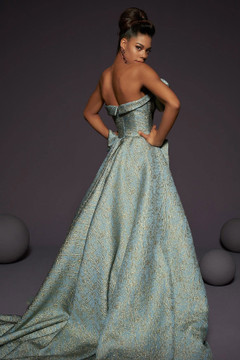 Strapless Sculpted Bodice Gown with Overskirt Strapless Sculpted Bodice Gown with Overskirt