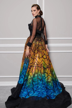 Semi-Sheer Long Sleeve A-Line Gown Semi-Sheer Long Sleeve A-Line Gown