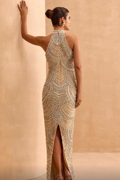 Fully Embellished Sleeveless Halter Neck Gown Fully Embellished Sleeveless Halter Neck Gown