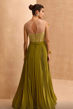 Sleeveless Peplum Pleated Gown Sleeveless Peplum Pleated Gown