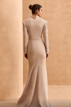 Long Sleeve Flared Slit Gown Long Sleeve Flared Slit Gown