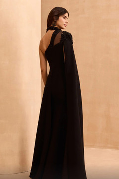 One Shoulder Cape Sleeved Gown One Shoulder Cape Sleeved Gown