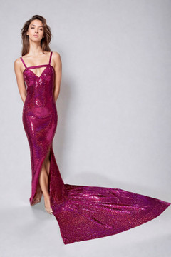 Sleeveless Evening Dress with Sweep Sleeveless Evening Dress with Sweep