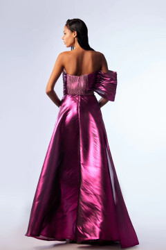 Single Off-Shoulder Ruched Gown
