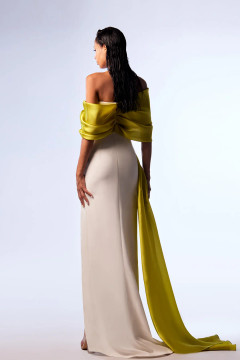 Off-Shoulder Draped Material Gown Off-Shoulder Draped Material Gown