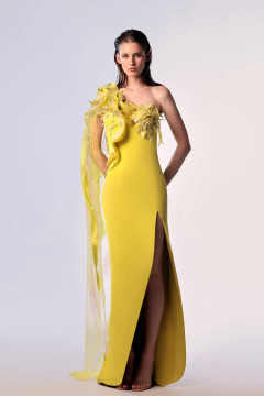 Detailed Draping One-Shoulder Gown Detailed Draping One-Shoulder Gown