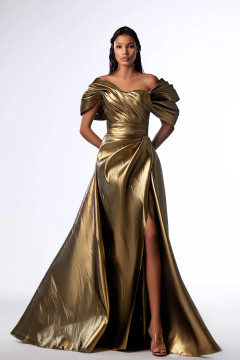 Short Sleeve Ruched Evening Gown Short Sleeve Ruched Evening Gown