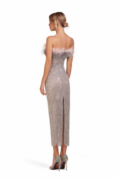 Fully Embellished Strapless Midi Dress Fully Embellished Strapless Midi Dress
