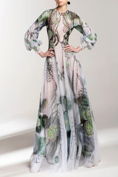Printed Beaded -Gown Printed Beaded -Gown
