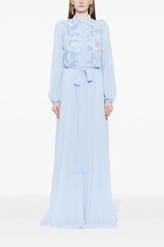 Crepe Georgette Kaftan with Embroidered Flowers Crepe Georgette Kaftan with Embroidered Flowers