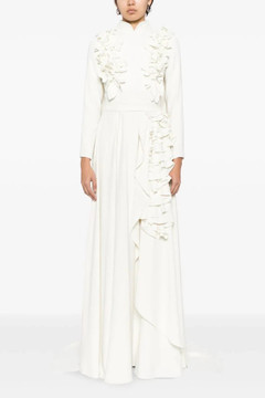 Crepe Kaftan with 3D Laser-Cut Embroidery Crepe Kaftan with 3D Laser-Cut Embroidery