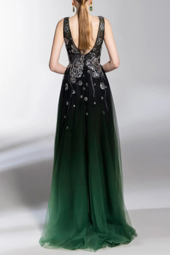 Gradient Print Gown with Beading Gradient Print Gown with Beading
