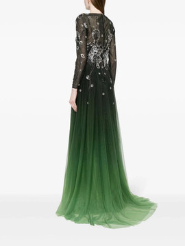 Long Sleeve Gradient Print Gown with Beading Long Sleeve Gradient Print Gown with Beading