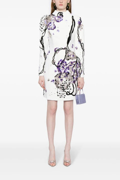 Canton Crepe Mini Beaded Dress Canton Crepe Mini Beaded Dress