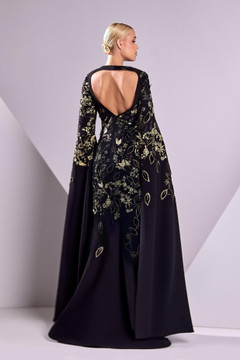Crepe and Lace Cape Sleeve Gown Crepe and Lace Cape Sleeve Gown