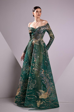 Lace Embroidered Off Shoulder Gown Lace Embroidered Off Shoulder Gown