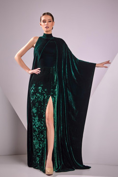 Velvet Devoré Cape Sleeve Gown Velvet Devoré Cape Sleeve Gown
