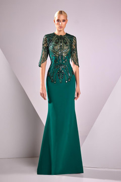 Crepe Cady Gown with Handmade Embroidery Crepe Cady Gown with Handmade Embroidery