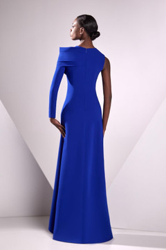 Crepe Cady One Sleeve Gown Crepe Cady One Sleeve Gown