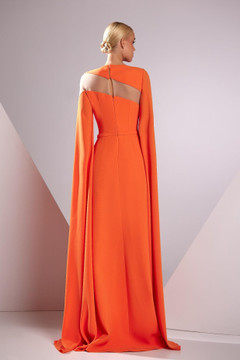 Crepe Cady Cape Sleeve Gown Crepe Cady Cape Sleeve Gown