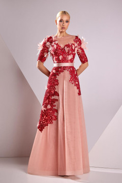 Tulle and Guipure Embroidered Gown Tulle and Guipure Embroidered Gown
