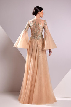 Lace Embroidered Bell Sleeve Gown Lace Embroidered Bell Sleeve Gown