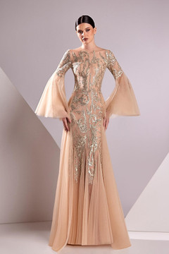 Lace Embroidered Bell Sleeve Gown Lace Embroidered Bell Sleeve Gown