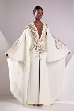 Crepe and Lace Embroidery Gown Crepe and Lace Embroidery Gown