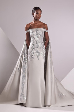 Satin and Lace Embroidery Gown Satin and Lace Embroidery Gown