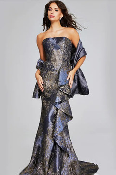 Strapless Gown with Cascading Ruffle Strapless Gown with Cascading Ruffle