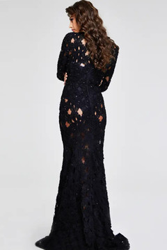 Lace Gown with Intricate Floral Cutouts Lace Gown with Intricate Floral Cutouts