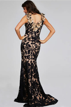 Black and Nude Floral Gown Black and Nude Floral Gown