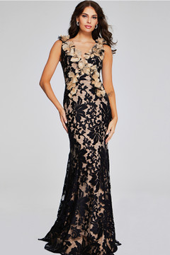 Black and Nude Floral Gown Black and Nude Floral Gown