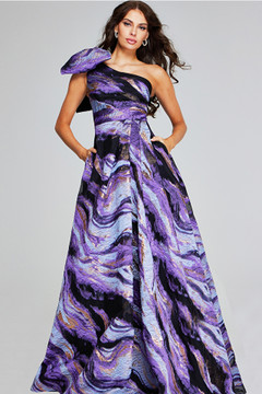 Multi Print One Shoulder Gown Multi Print One Shoulder Gown