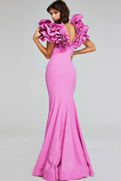 Flared Gown with Ruffled Shoulders Flared Gown with Ruffled Shoulders