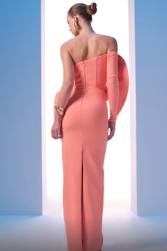 One Sleeve Structured Column Gown One Sleeve Structured Column Gown