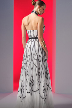 Pleated Halter Neck A-Line Gown Pleated Halter Neck A-Line Gown