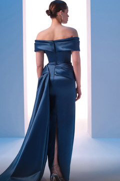 Off Shoulder Column Gown with Side Drape Off Shoulder Column Gown with Side Drape